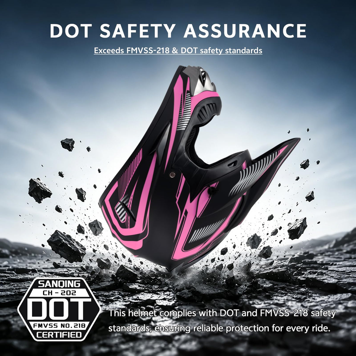 Pink XL DOT Approved Full Face Motocross Helmet E84512