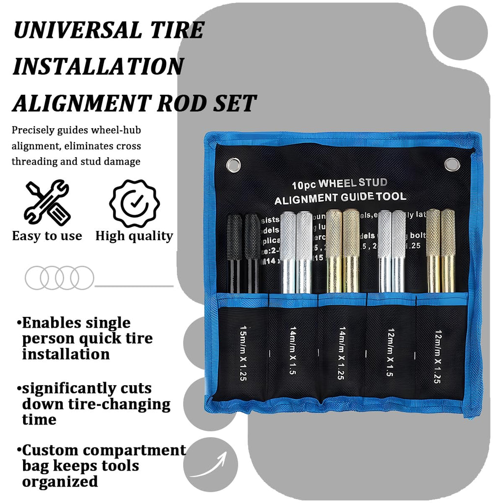 10PCS Wheel Alignment Pin Guide Tool M14 x 1.5/1.25 M12 x 1.5/1.25 M15 x 1.25 Q34573