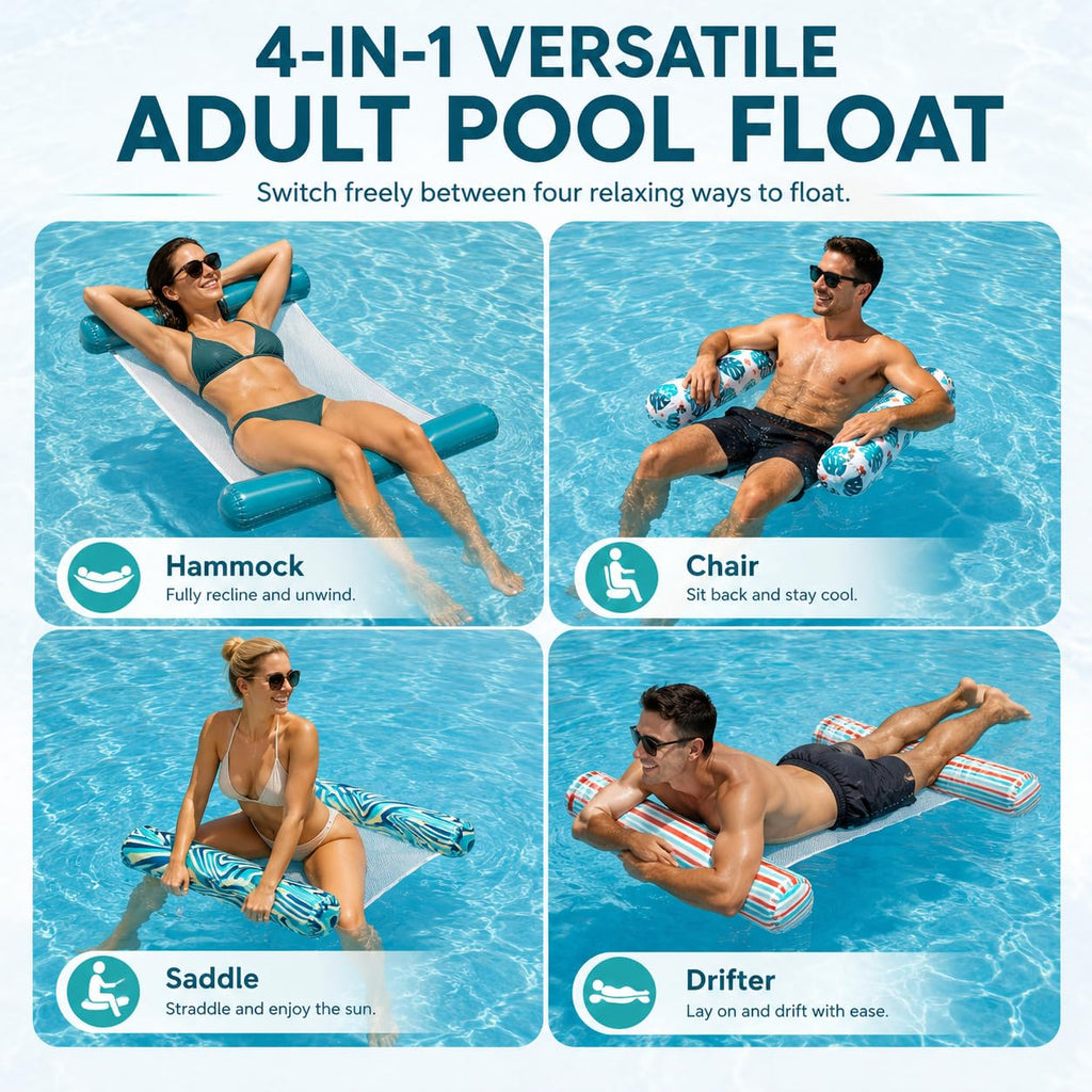 4-Pack Inflatable Pool Floats with Air Pump & Phone Pouch Y64399