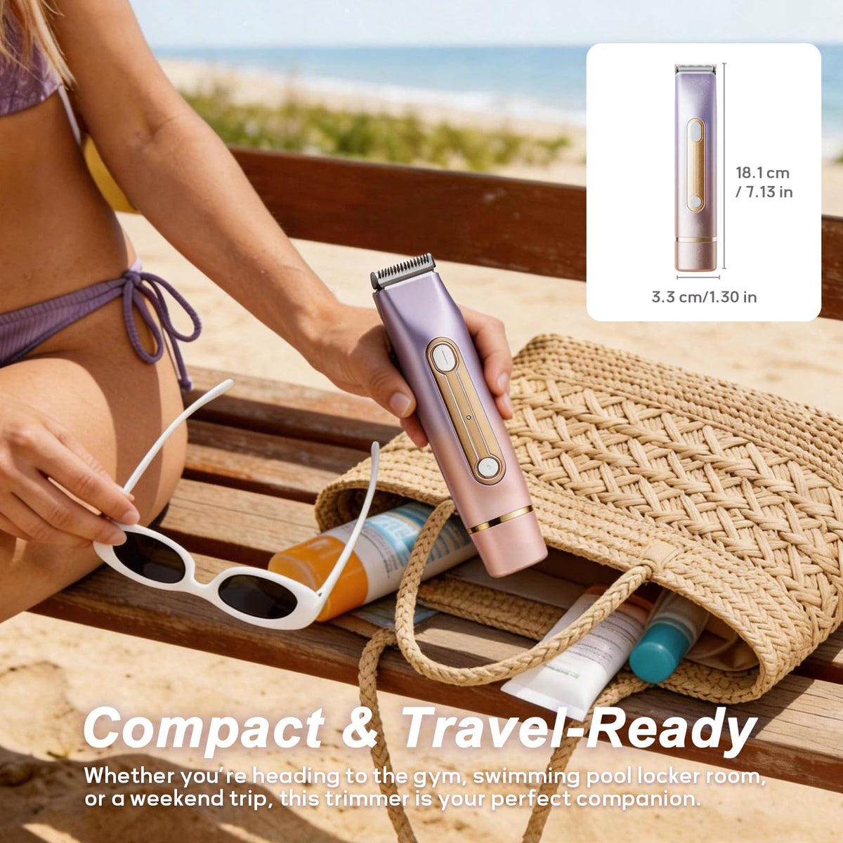 Light Purple Waterproof Dual-Head Bikini Trimmer B98043