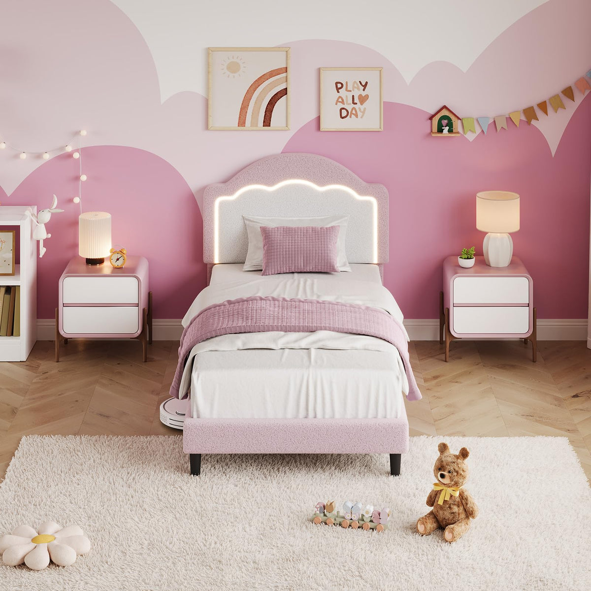 Velvet Upholstered Twin Bed Frame Y518