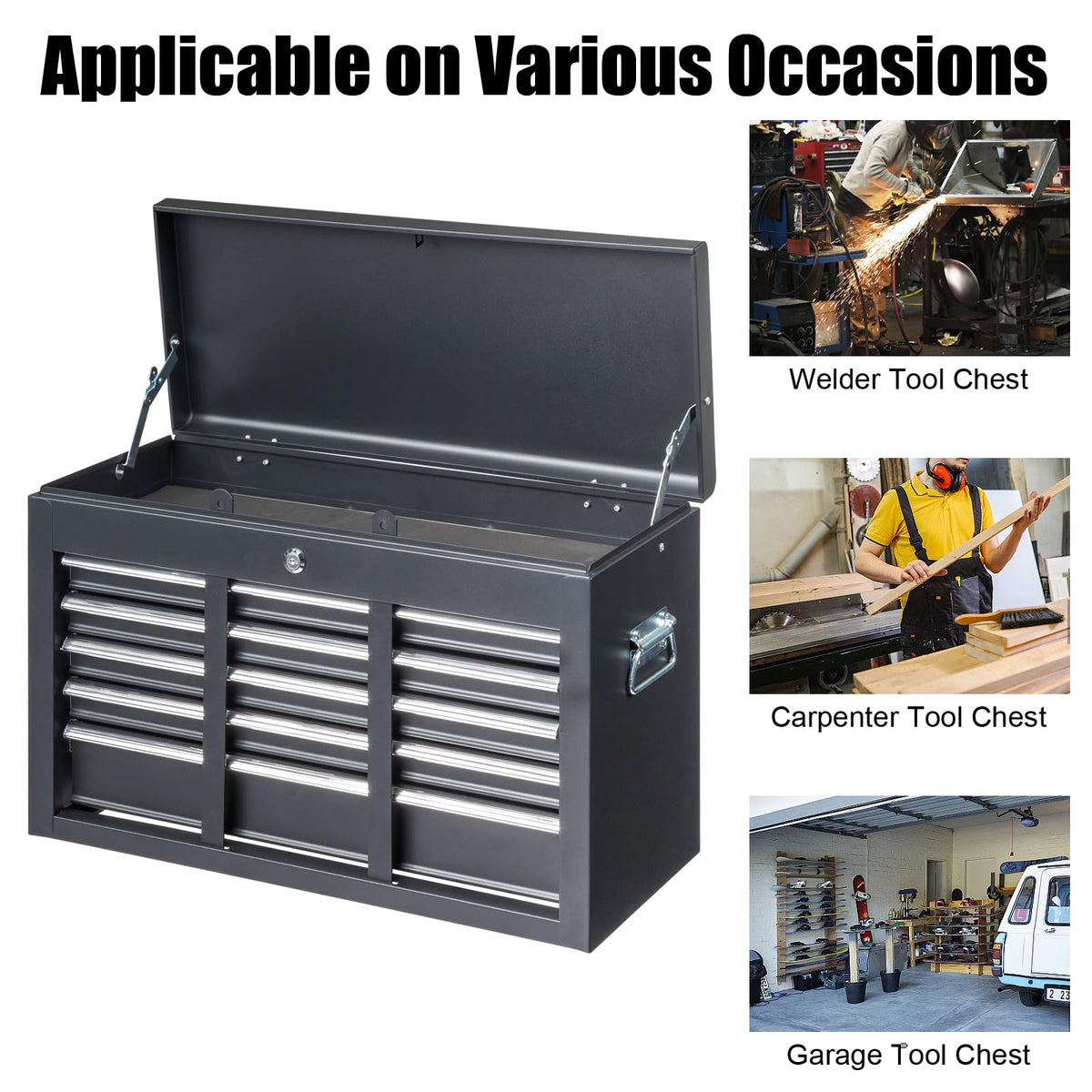 24" 5 Drawer Black Metal Tool Box K665