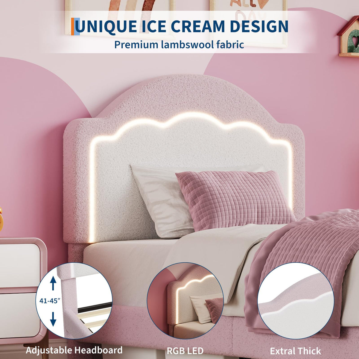 Velvet Upholstered Twin Bed Frame Y518