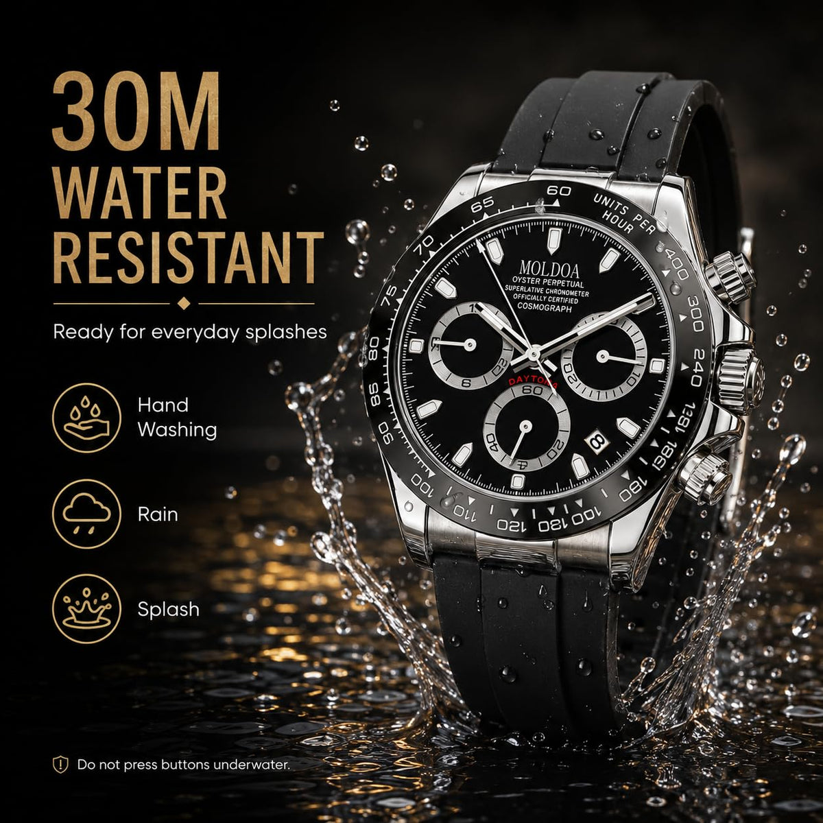Men's Analog Quartz Chronograph Waterproof Silicone Strap Watch W9928