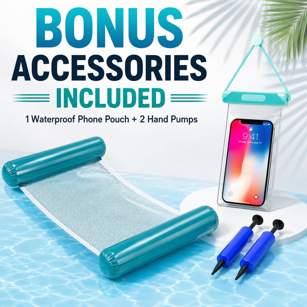 4-Pack Inflatable Pool Floats with Air Pump & Phone Pouch Y64399