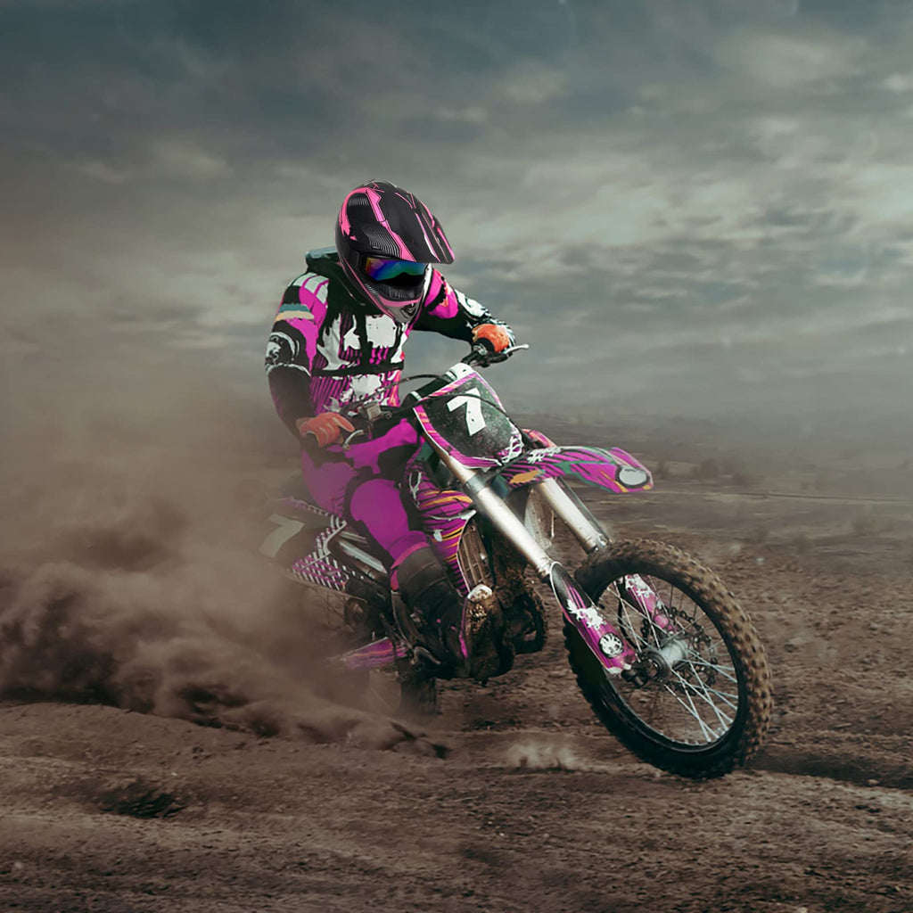 Pink XL DOT Approved Full Face Motocross Helmet E84512