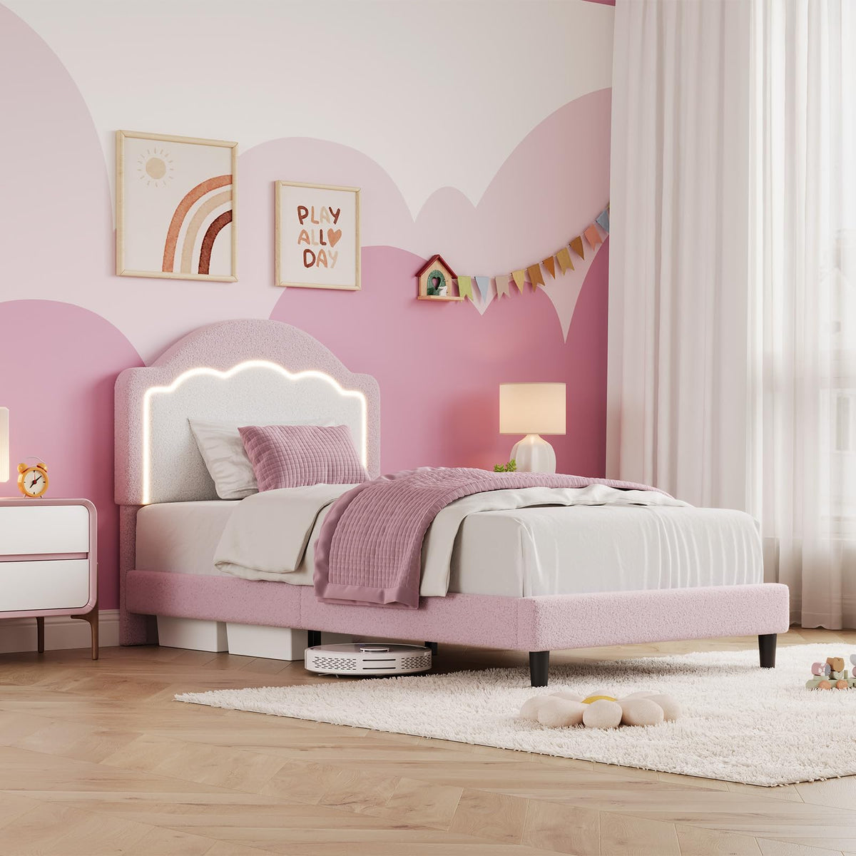 Velvet Upholstered Twin Bed Frame Y518