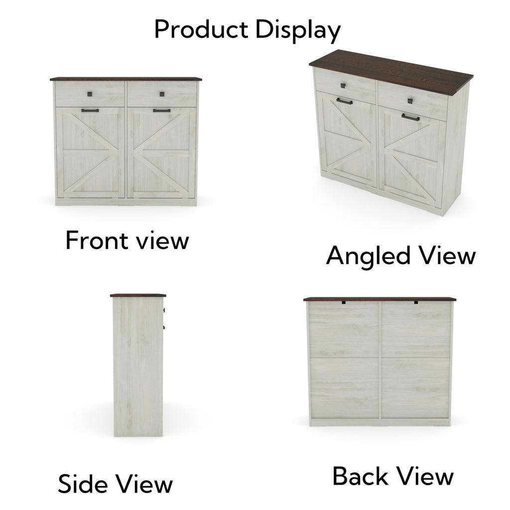 Double Tilt Out Trash Cabinet, Fits 2 10 Gallon Bins, Antique White D7437