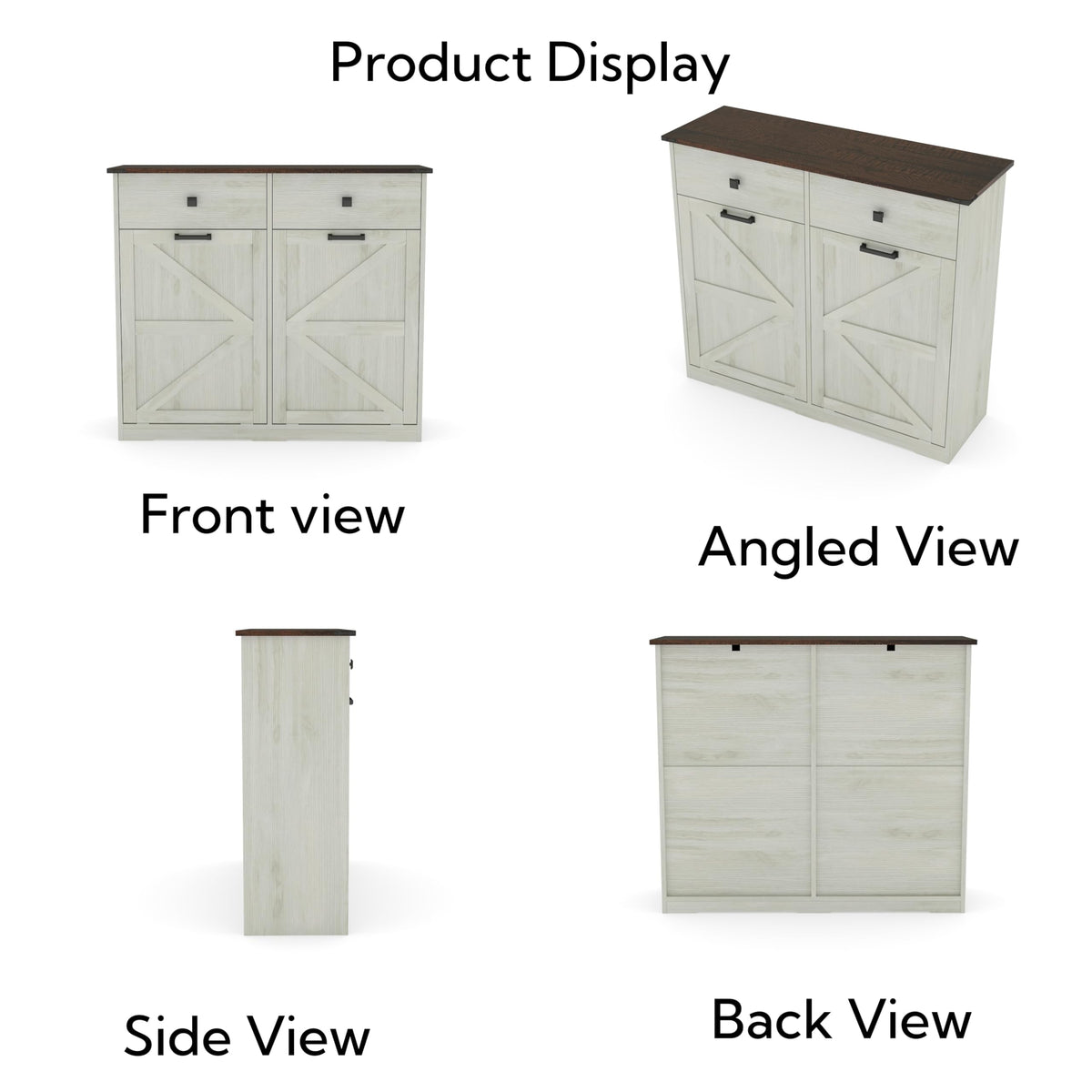 Double Tilt Out Trash Cabinet, Fits 2 10 Gallon Bins, Antique White D7437