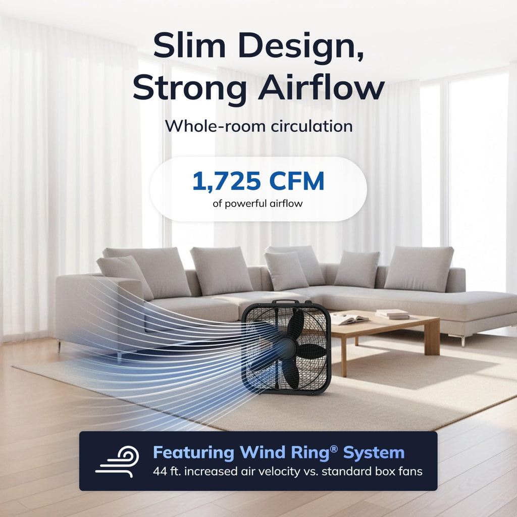 20" Classic Box Fan, 3 Speeds, Black R2820