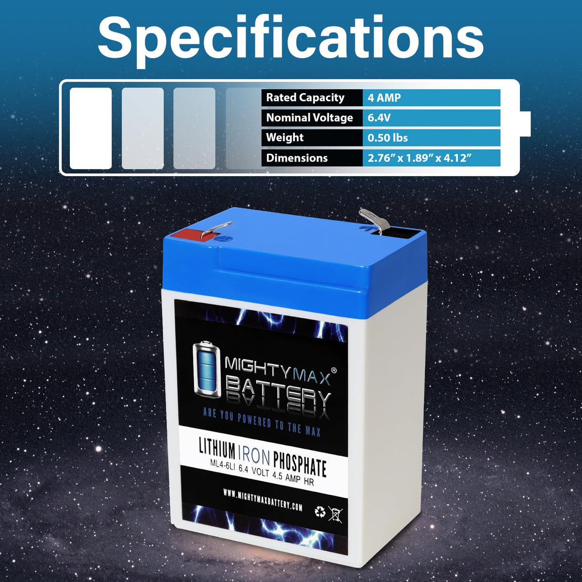6V 4.5AH Lithium Replacement Battery M6155