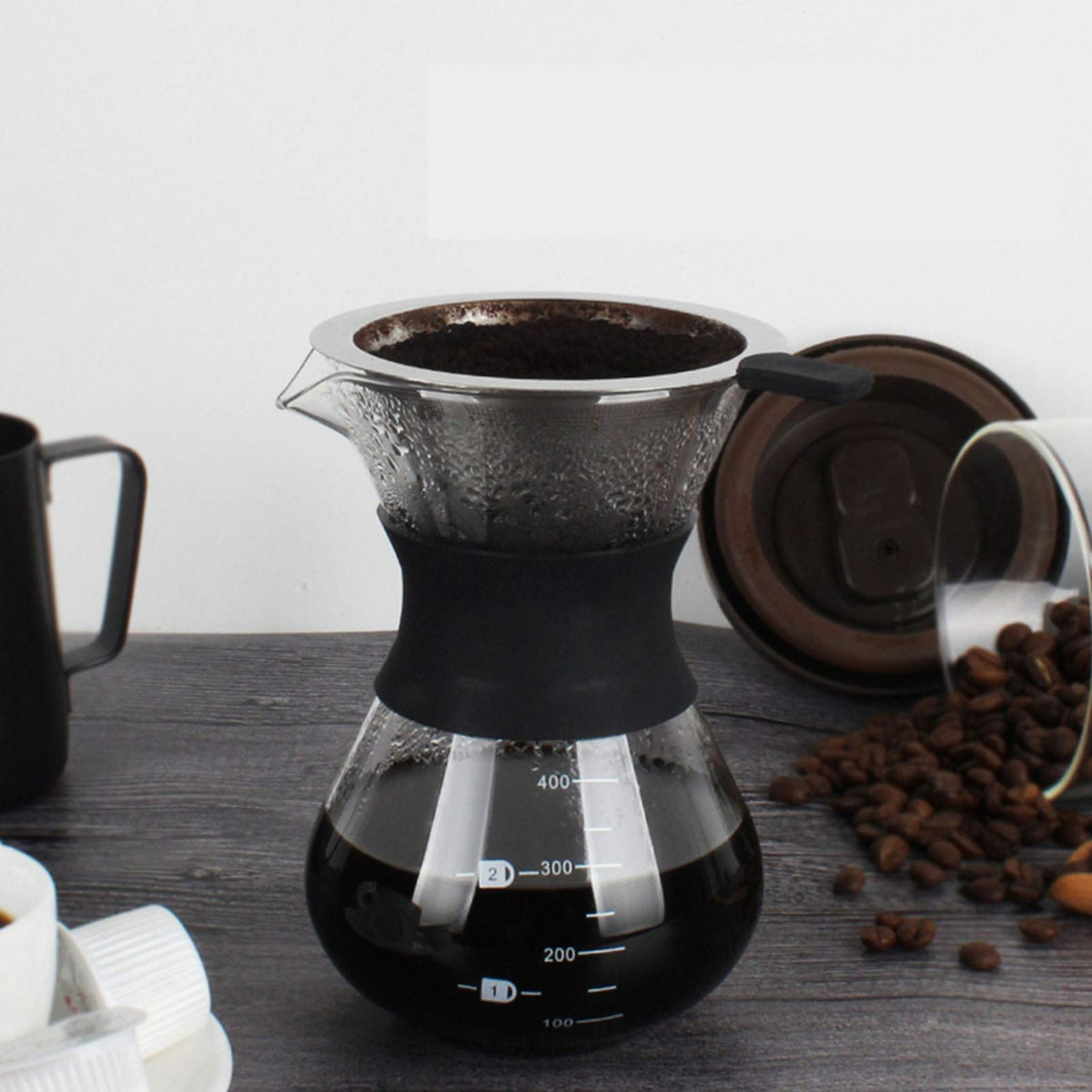 Pour Over Coffee Maker, Paperless Glass Dripper 400ML O568