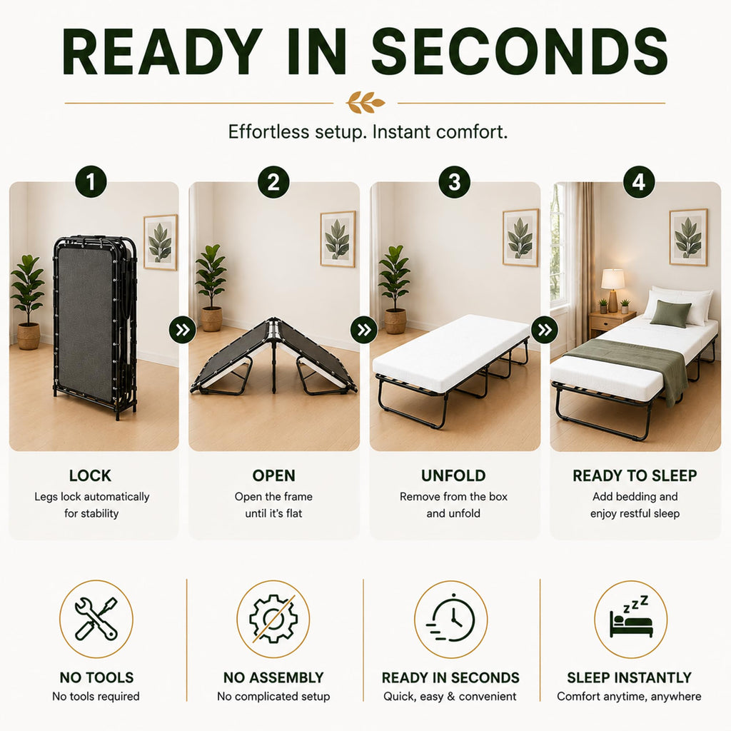 14” Folding Bed with 3-Inch Memory Foam Mattress E7639