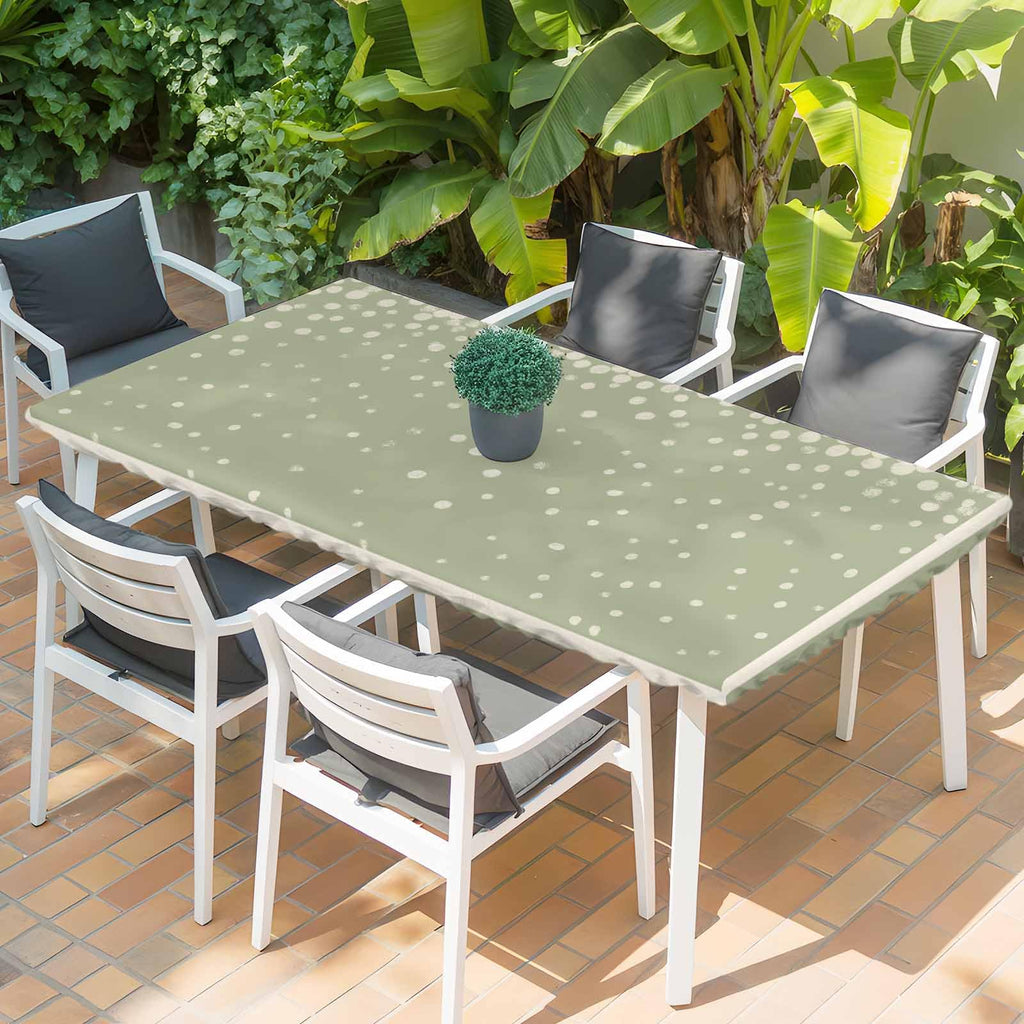 Cream Speckle Fitted Rectangle Tablecloth 32" x 72" N153055