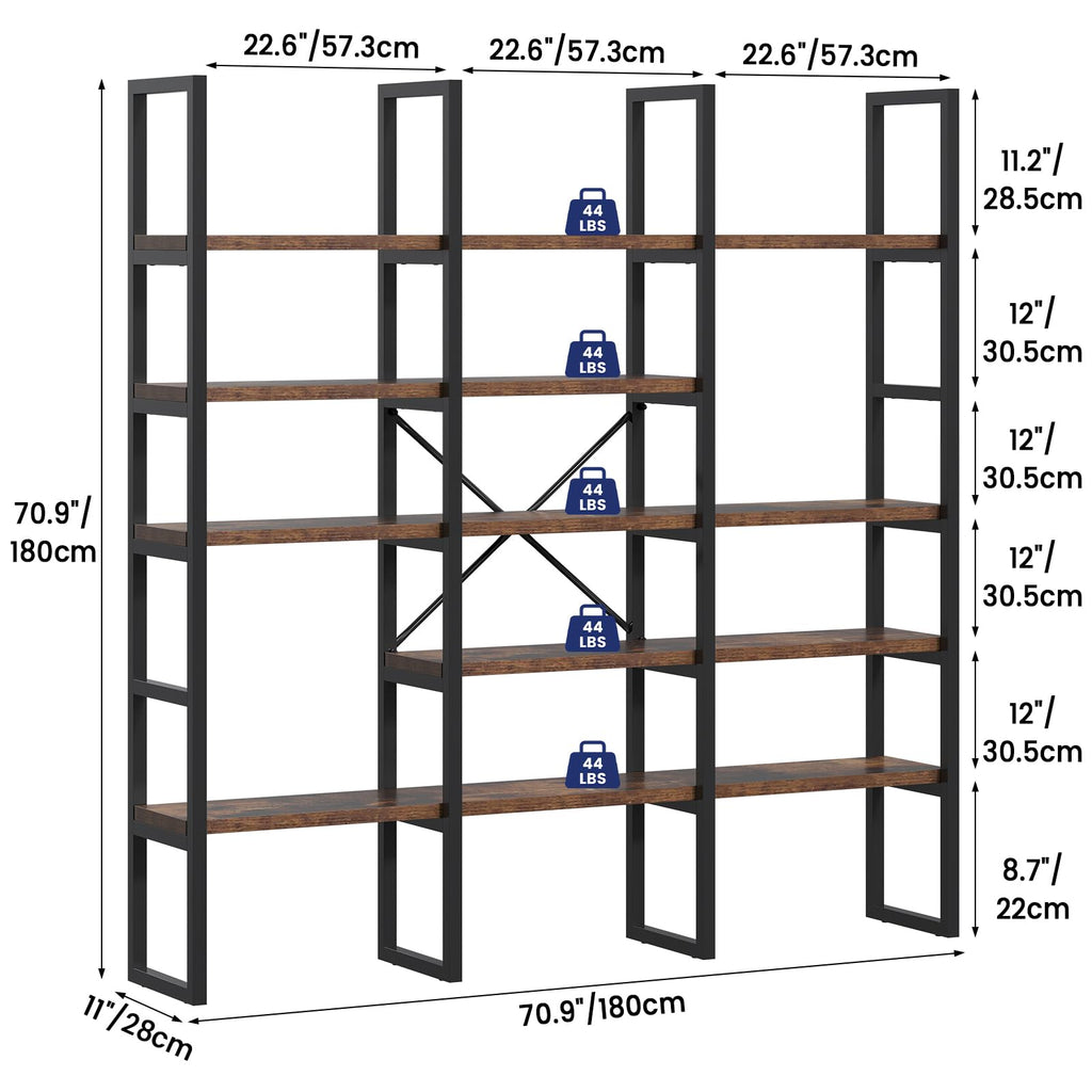 5 Tier Rustic Brown Bookshelf K25134