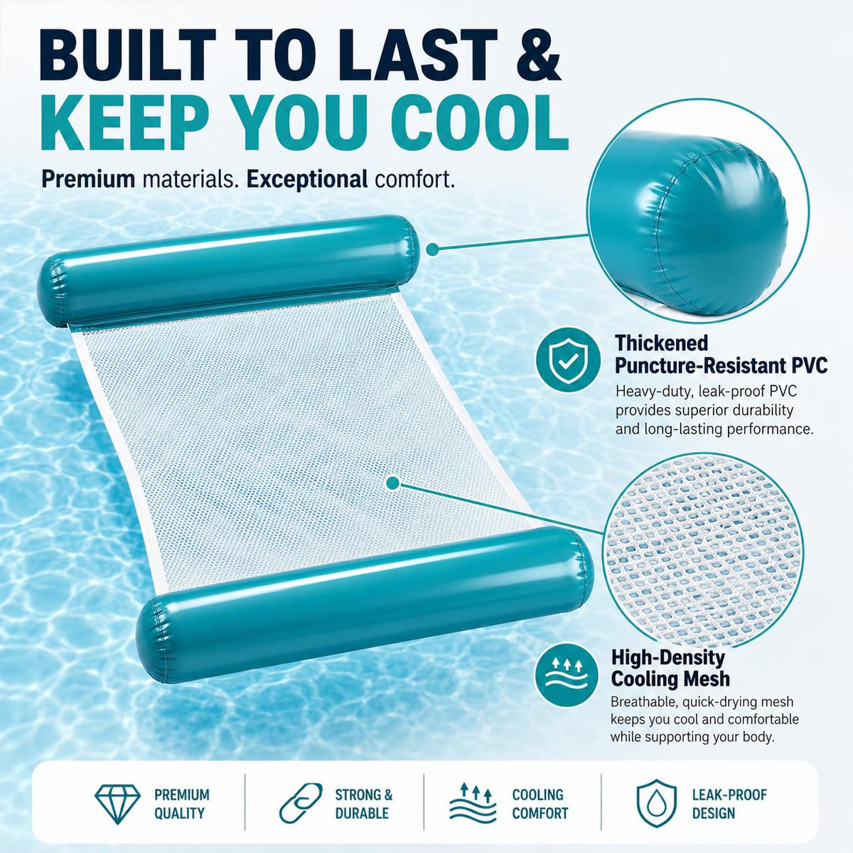 4-Pack Inflatable Pool Floats with Air Pump & Phone Pouch Y64399