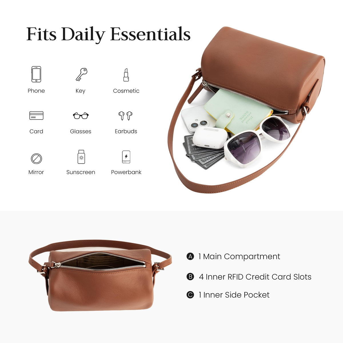 Genuine Leather Mini Crossbody Bag T6600