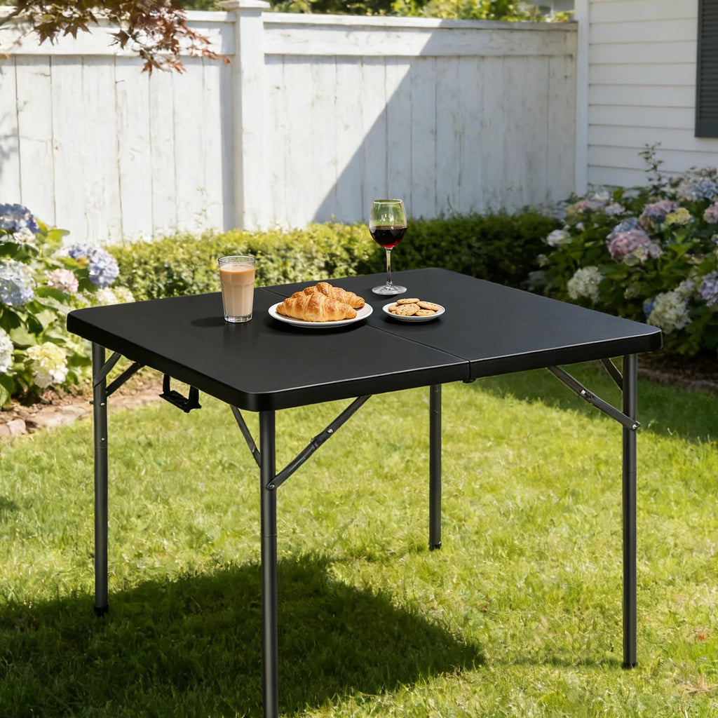 34" Black Square Folding Table with Carrying Handle X5417