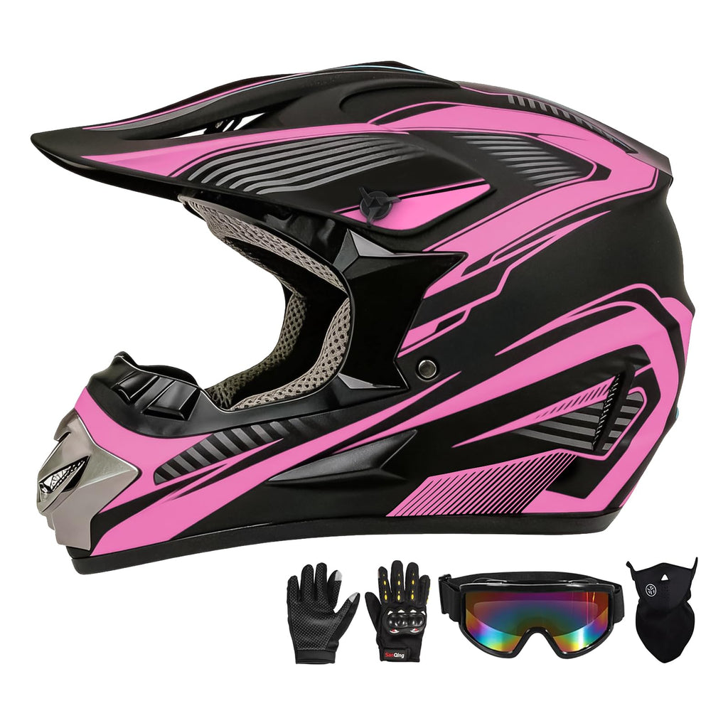 Pink XL DOT Approved Full Face Motocross Helmet E84512