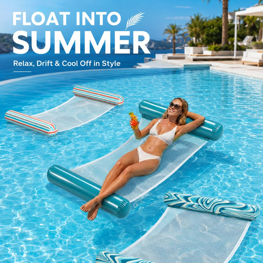 4-Pack Inflatable Pool Floats with Air Pump & Phone Pouch Y64399