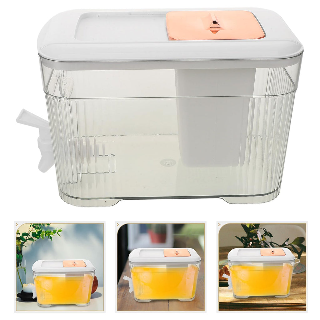 Cold Water Jug with Faucet Large Capacity White Water Pitcher with Lid U3926