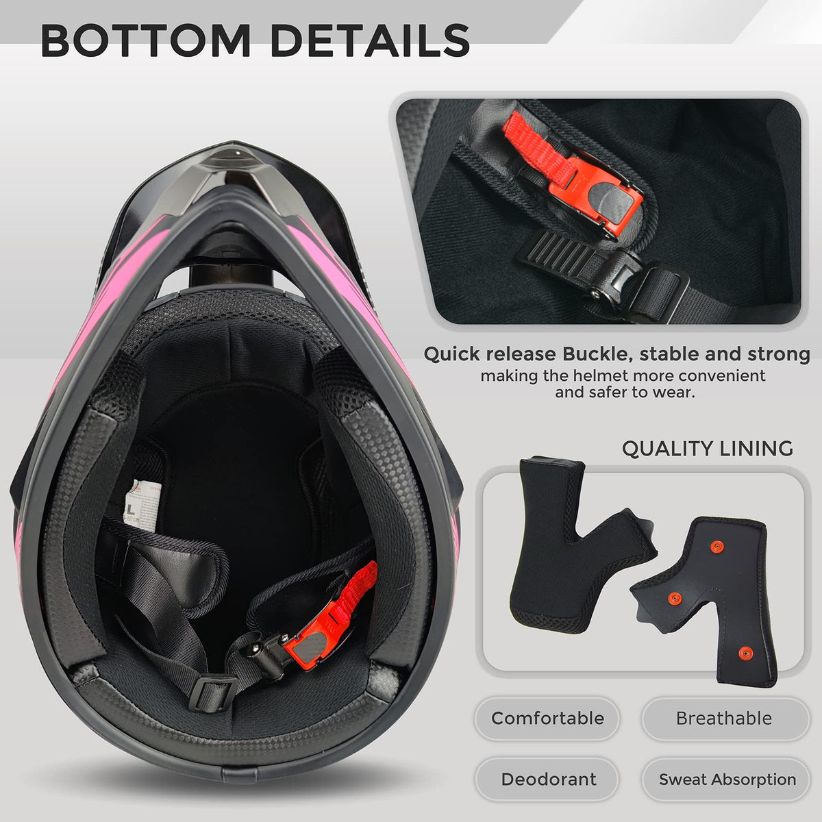 Pink XL DOT Approved Full Face Motocross Helmet E84512