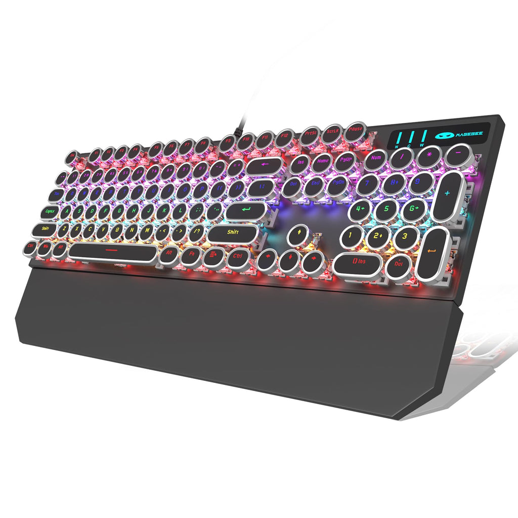 Black Retro Mechanical Gaming Keyboard with RGB Backlit P30546