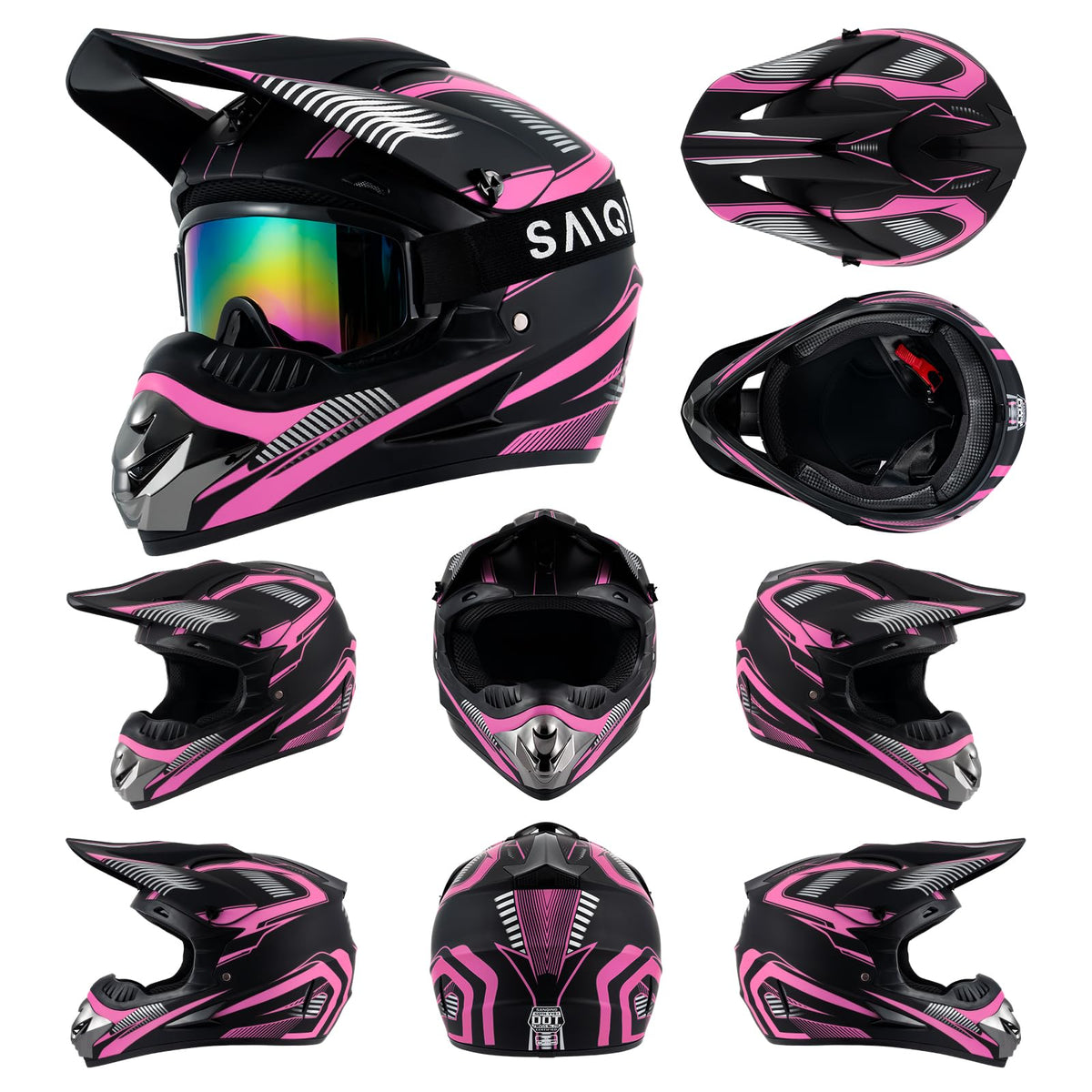 Pink XL DOT Approved Full Face Motocross Helmet E84512