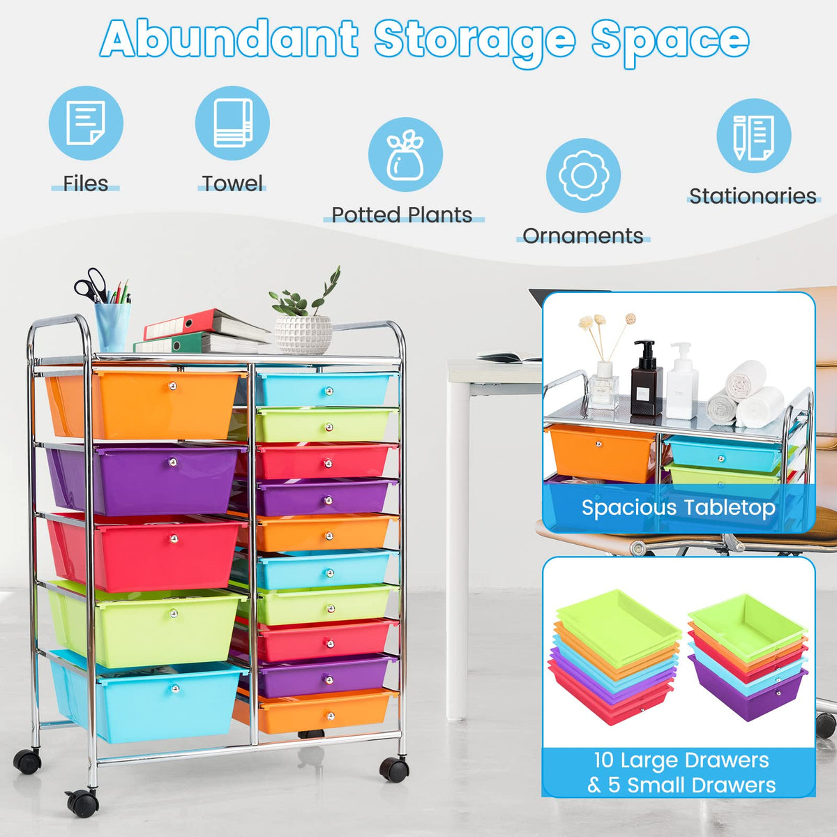 15 Drawer Rolling Storage Cart M206