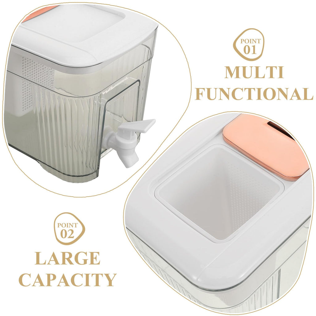 Cold Water Jug with Faucet Large Capacity White Water Pitcher with Lid U3926