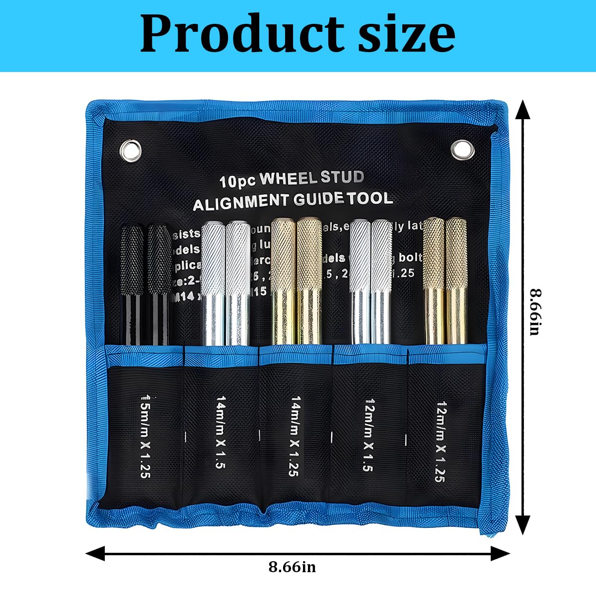 10PCS Wheel Alignment Pin Guide Tool M14 x 1.5/1.25 M12 x 1.5/1.25 M15 x 1.25 Q34573