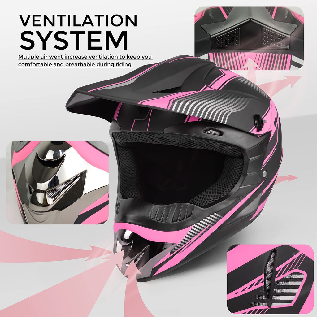 Pink XL DOT Approved Full Face Motocross Helmet E84512