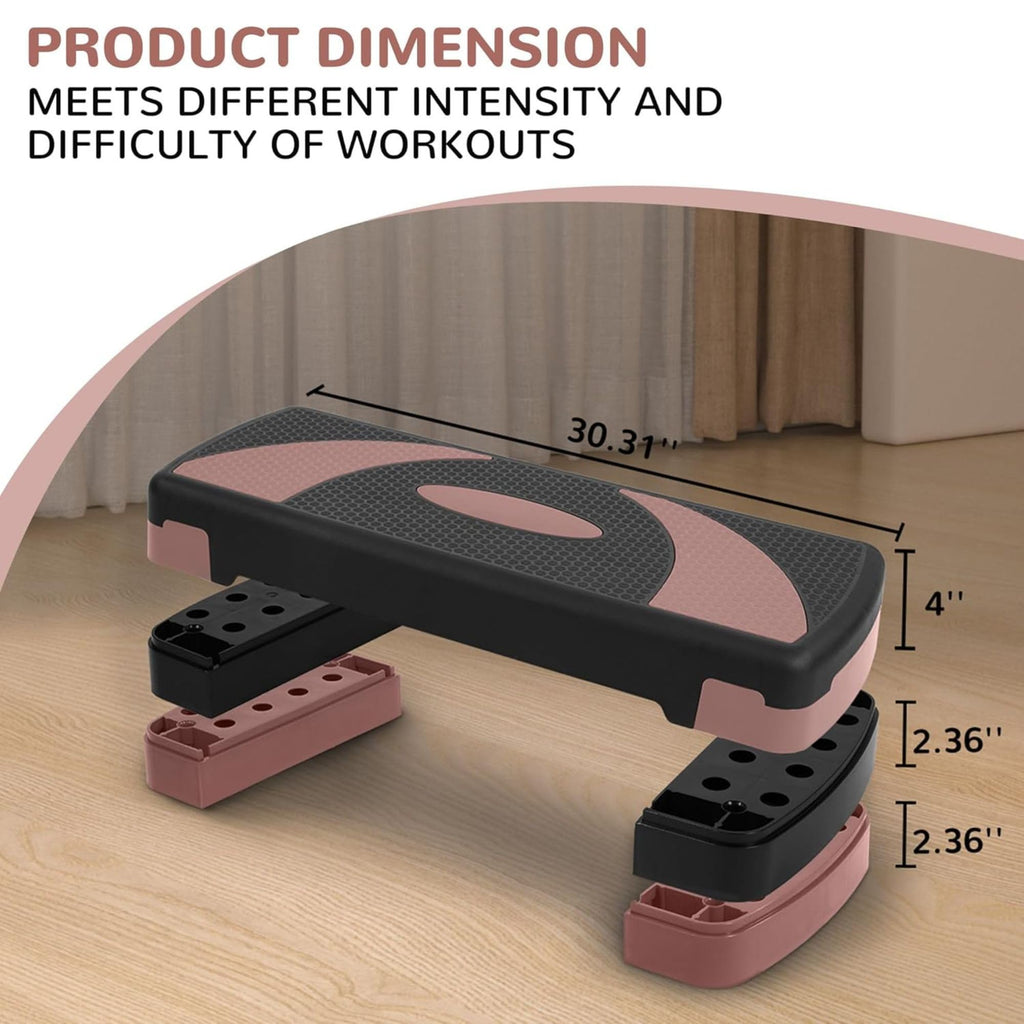 31" Adjustable Step Aerobic Platform with 4 Stackable Risers J522