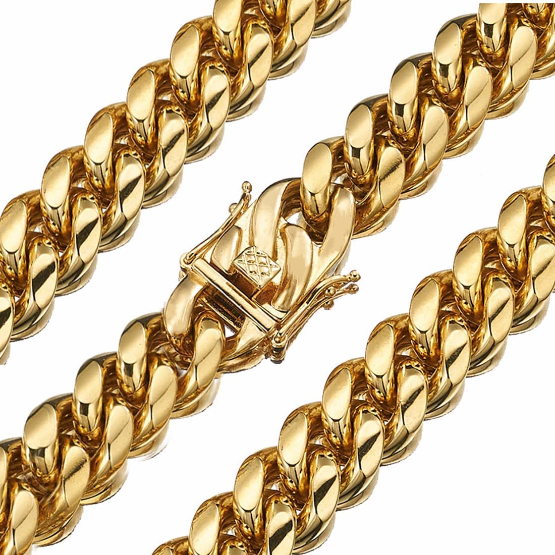 18K Gold Plated Curb Cuban Link Chain Necklace or Bracelet Stainless Steel R618600