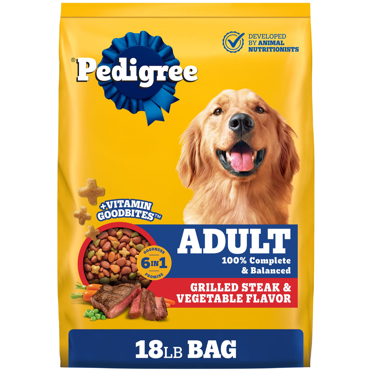 Adult Complete Nutrition Dry Dog Food Steak & Vegetable 18 lb L81430