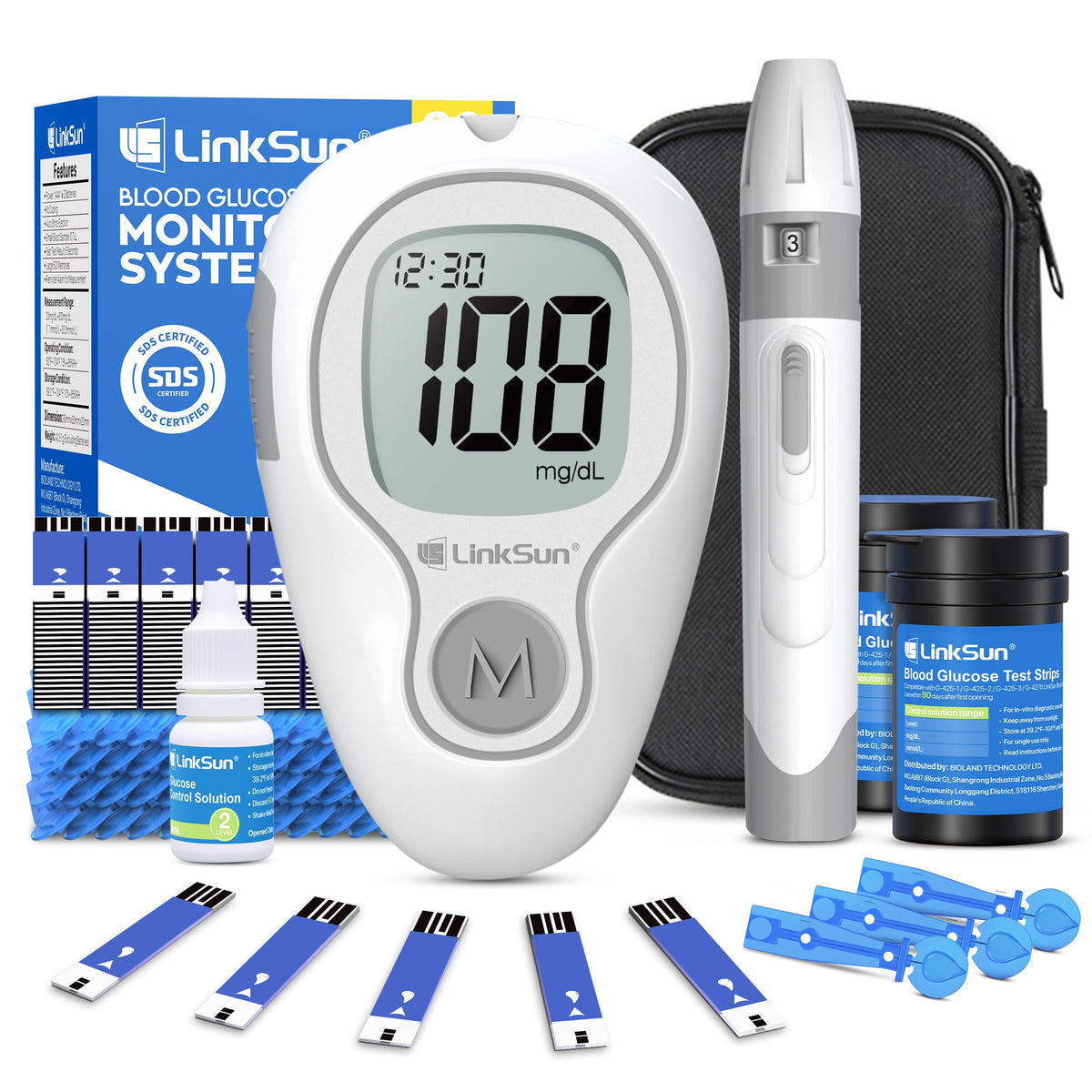 Glucose Monitor Kit, 100 Strips & Lancets U190396
