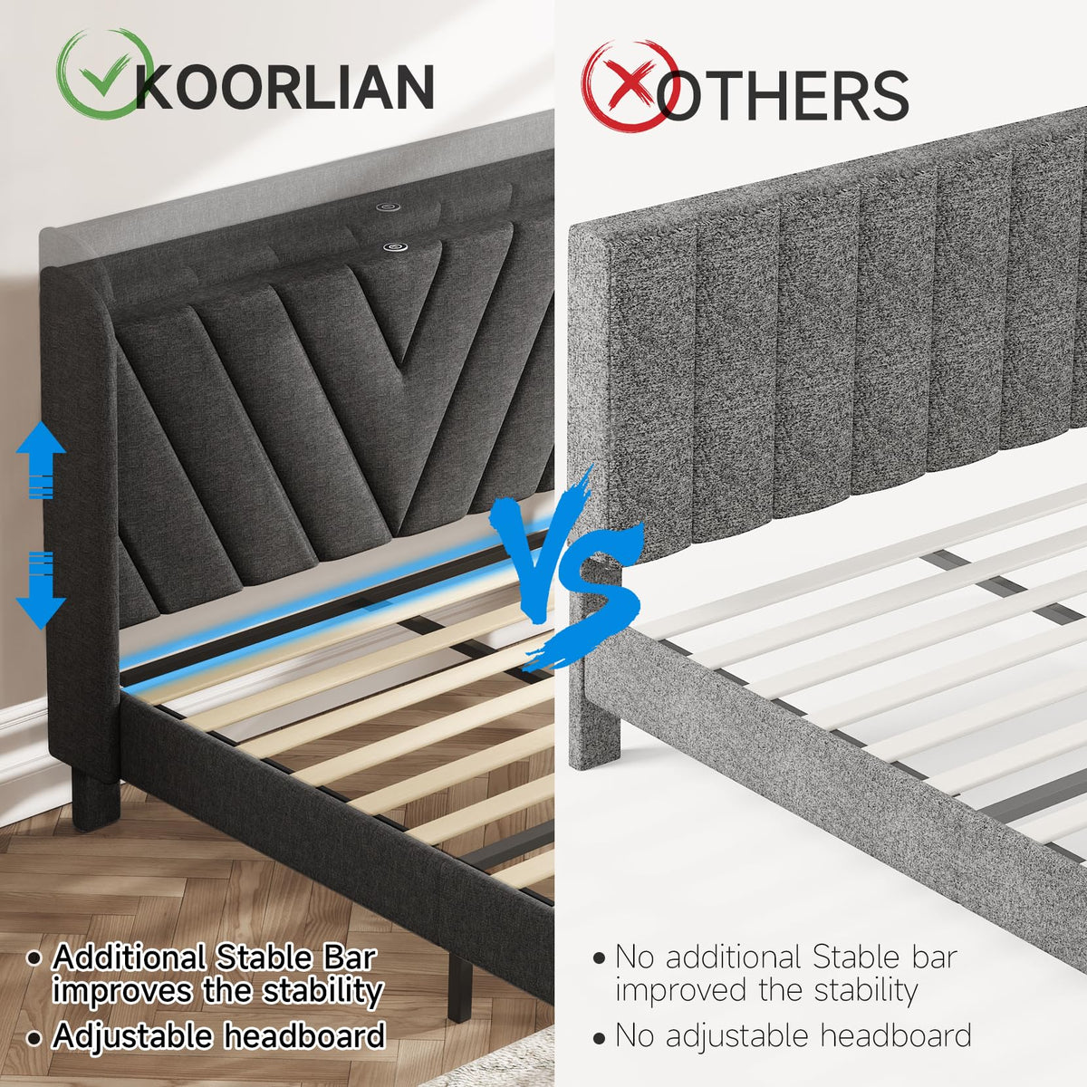 Queen Upholstered Platform Bed Frame with Storage Headboard K16675