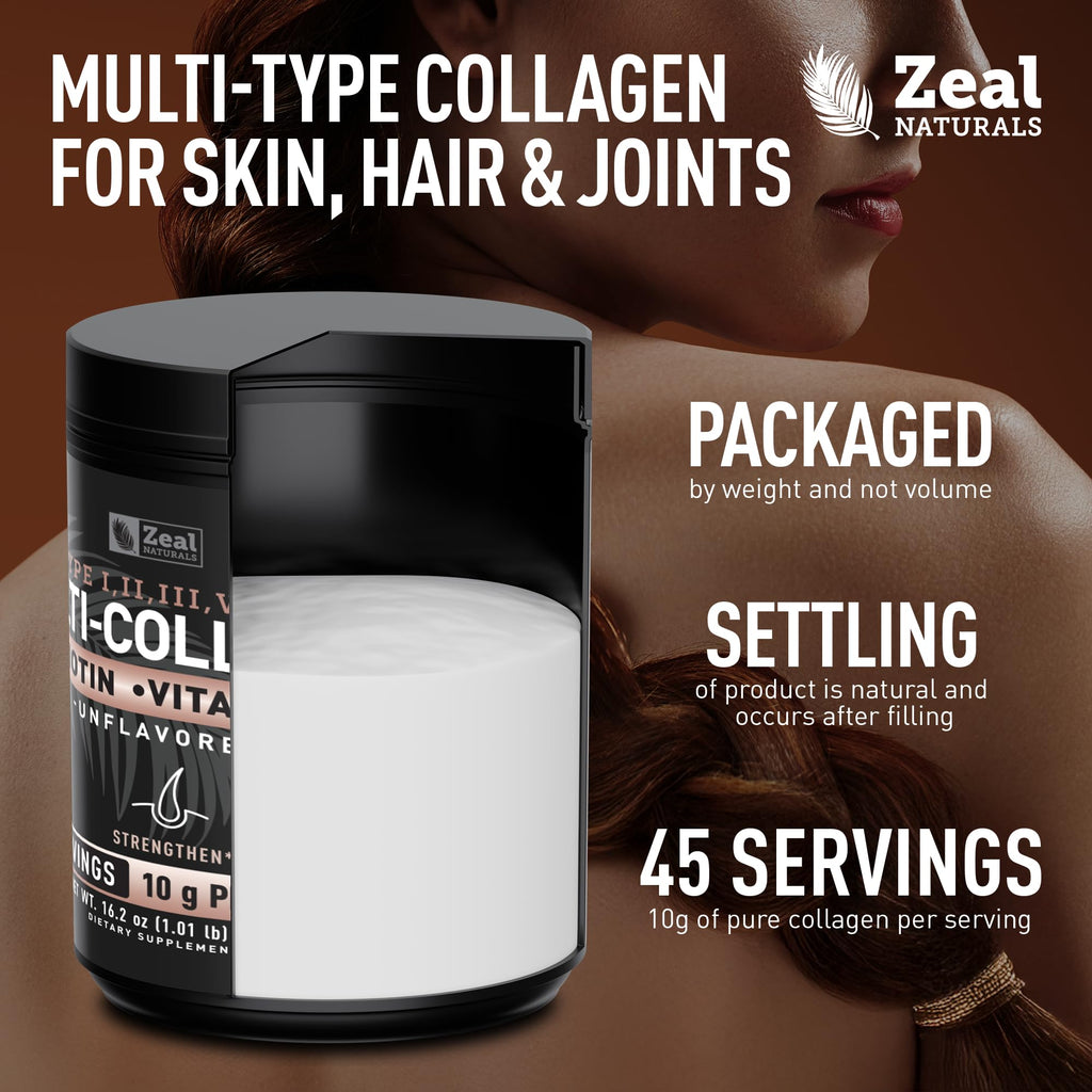 Multi Collagen Protein Peptides Powder Types I II III V X Unflavored 45 Servings R26622
