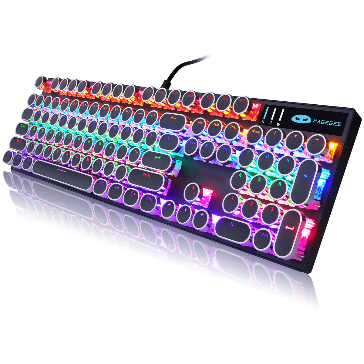 Black Retro Mechanical Gaming Keyboard with RGB Backlit P30546