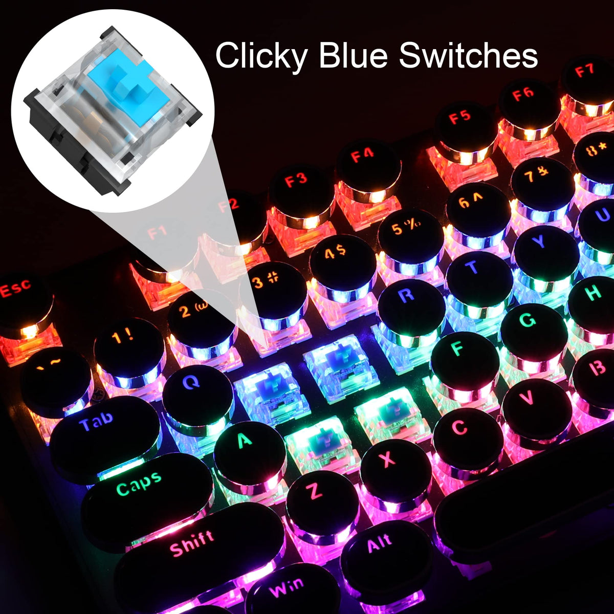 Black Retro Mechanical Gaming Keyboard with RGB Backlit P30546