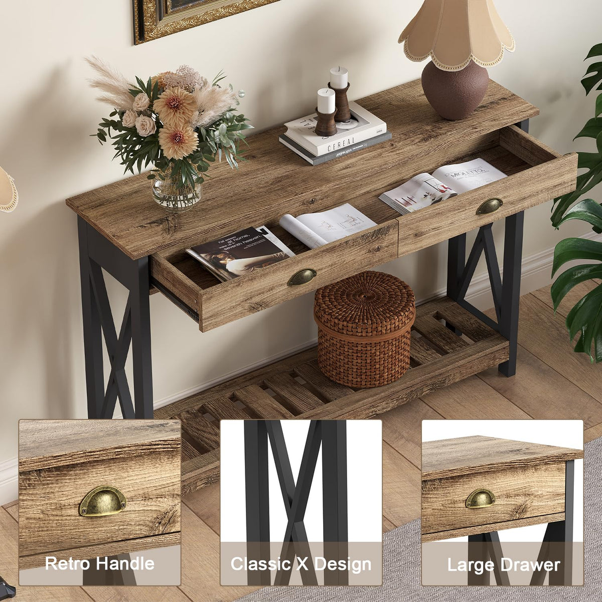 Farmhouse Console Table with Drawer S793