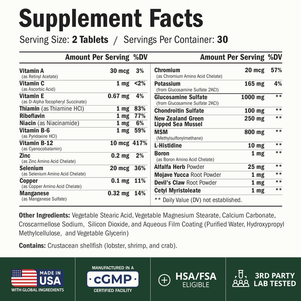Glucosamine Chondroitin MSM Joint Supplements 60 Tabs J809695