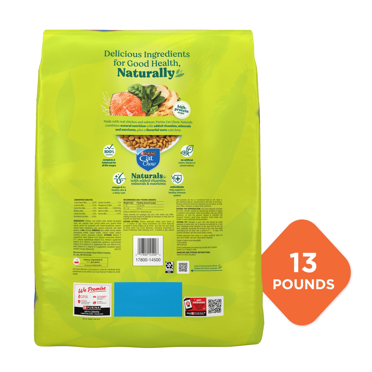 High Protein Dry Cat Food, 13 lb Bags R911