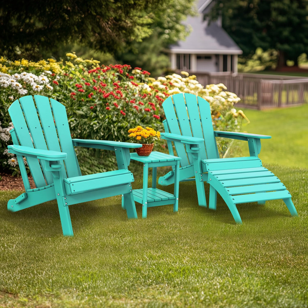 Aqua HDPE Plastic 2-Shelf Outdoor Side Table W917934