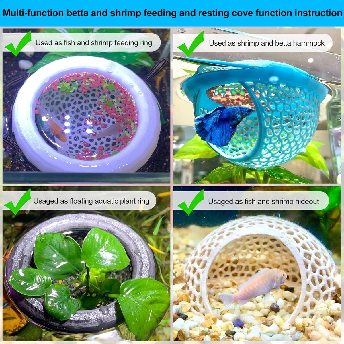 White Floating Betta Fish Hammock Bed and Hide Cave M57585