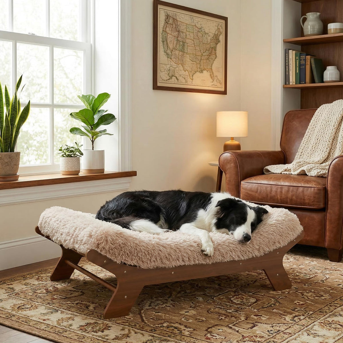 Wood Dog Bed Frame with Foam Mattress F5530