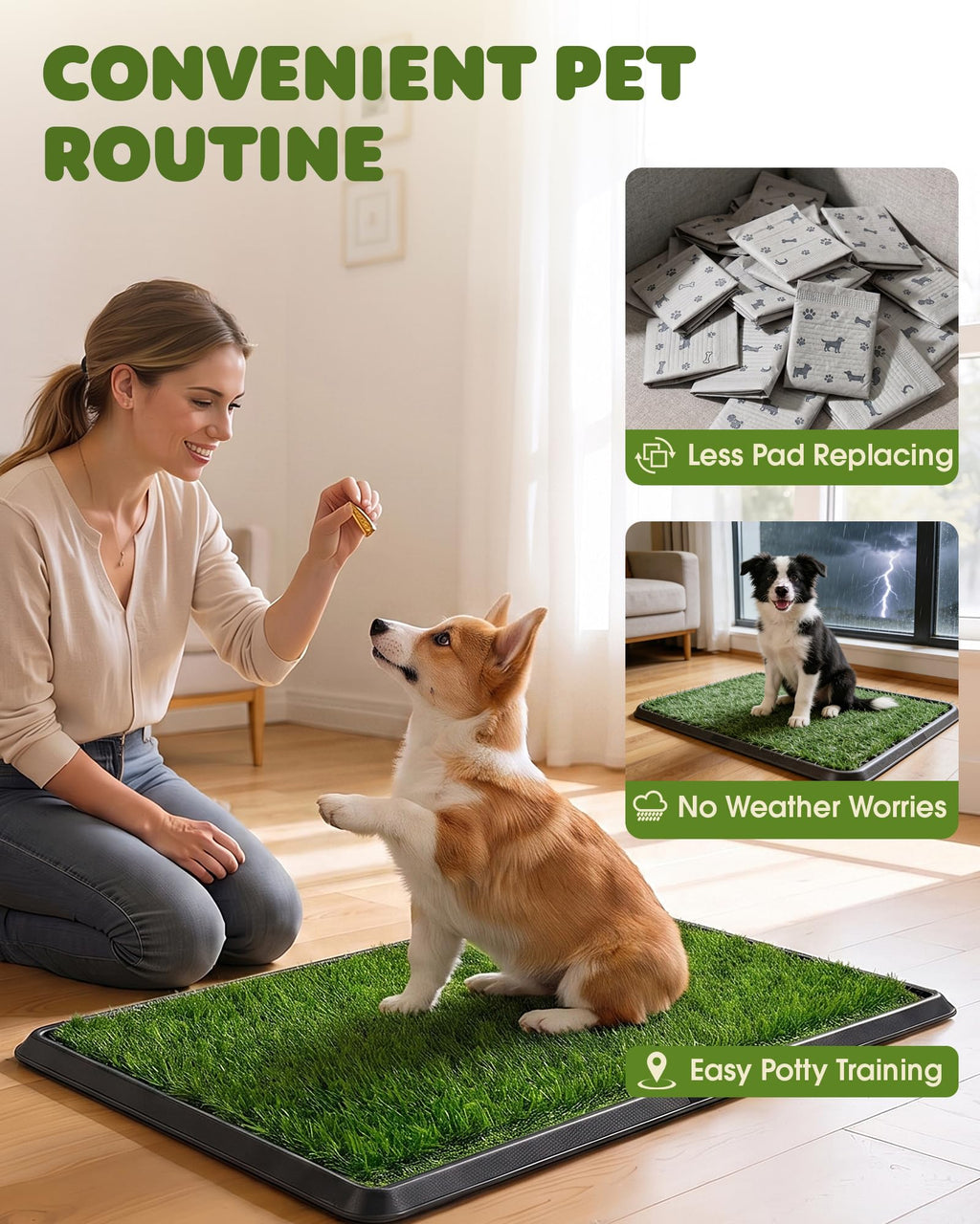 3 Layer Dog Grass Pad with Tray 30" x 20" J550