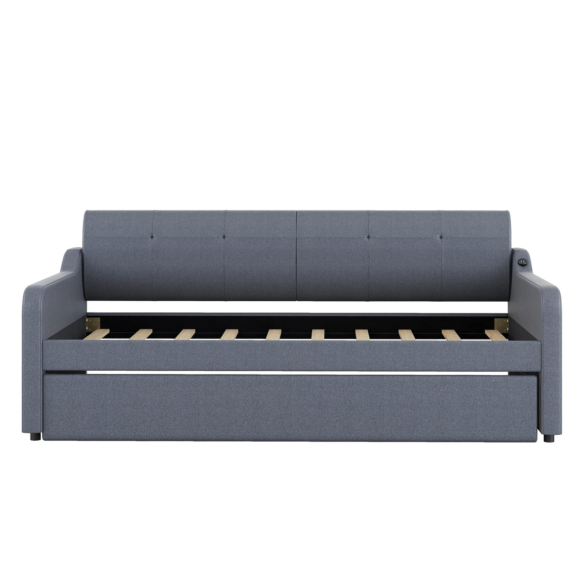 Twin Upholstered Linen Daybed with Pop Up Trundle S94564