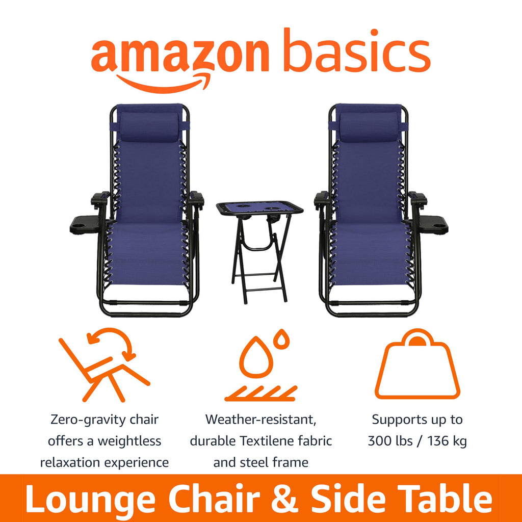 Blue Set of 2 Adjustable Zero Gravity Lounge Chair with Cup Holder K772305
