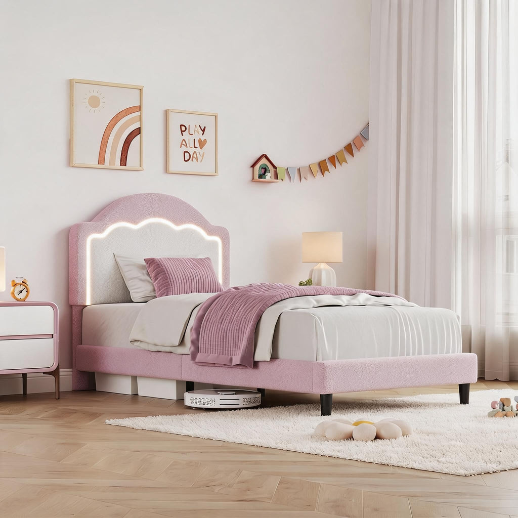Velvet Upholstered Twin Bed Frame Y518
